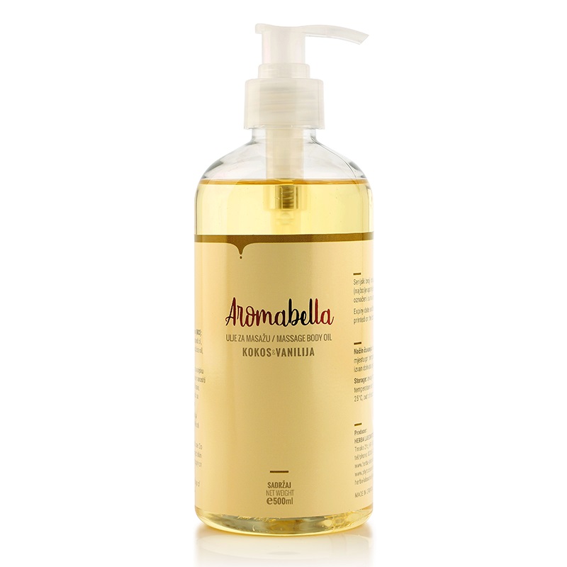 Artboard-8-800 Ulje za masažu Aromabella Kokos, Vanilija – 500 ml - Slika 1