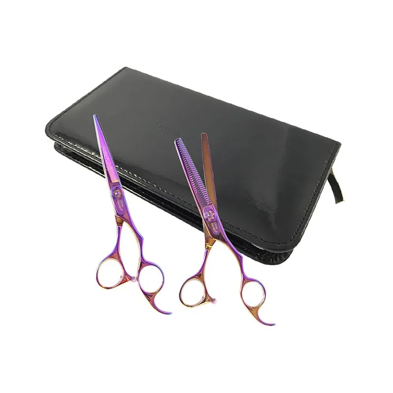 OGSHSCST2-1 Škare za šišanje Olivia Garden Silkcut Set 635 + 575 – Rainbow - Slika 1