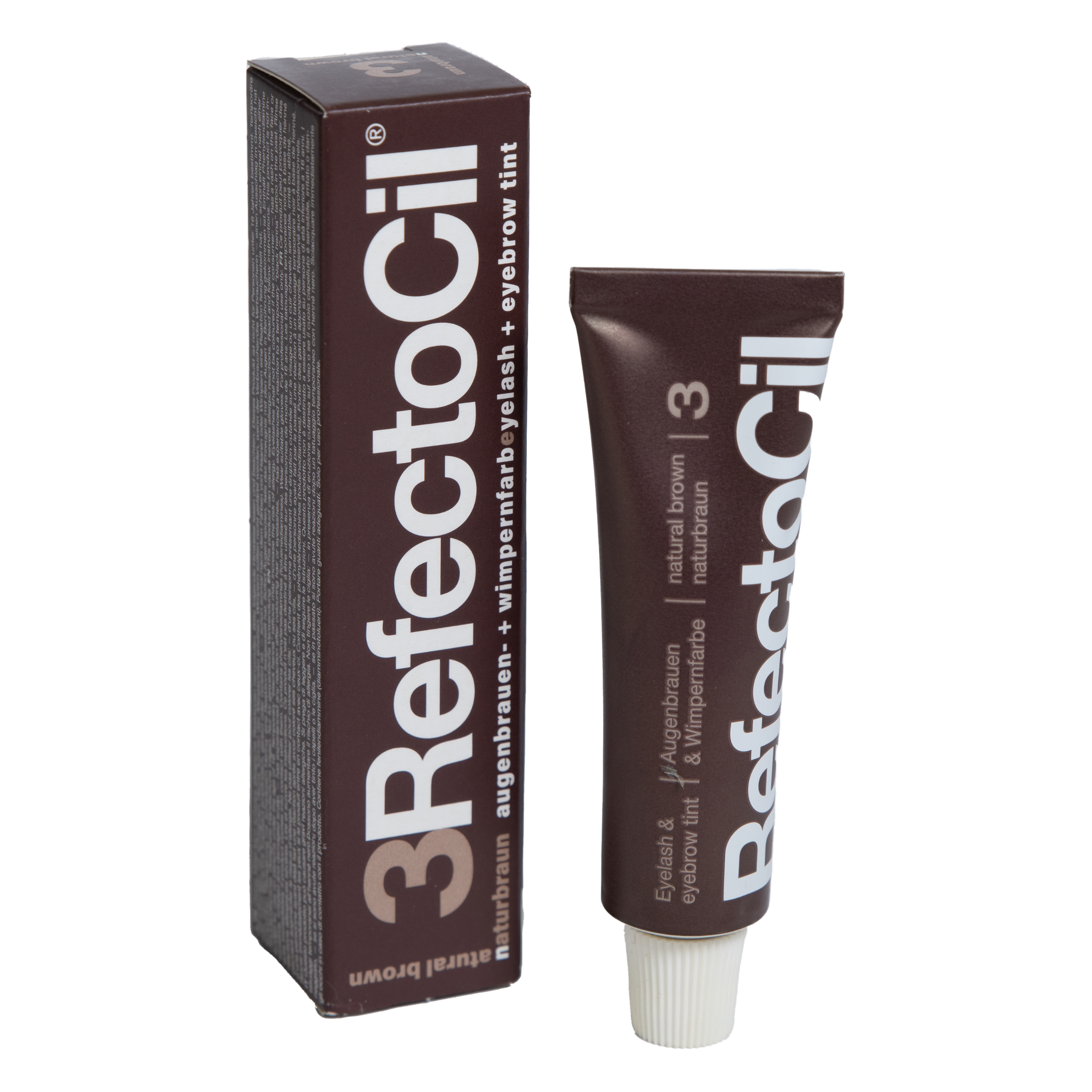 Product_Image_Classic_Colour_Natural_Brown_3_Packshot_w_Packaging_w2500xh2500px Boja za obrve i trepavice RefectoCil 15 ml – Prirodno smeđa 3 - Slika 1