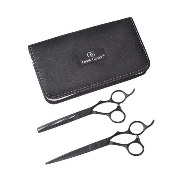 OGMBR65-1-600x600 Makaze za šišanje Olivia Garden Silkcut Pro Matt Black Set – 6,50” + 6,35” - Slika 1